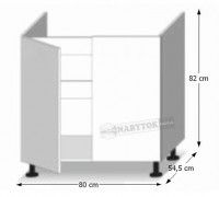 kuchynsk linka LINE D 80 ZL spodn drezov skrinka - rozmery, ilustran obrzok
