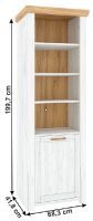 Regl SUDBURY R - rozmery, farba: dub craft zlat/dub craft biely