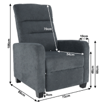 relaxan kreslo TURNER - rozmery, poah: ltka siv