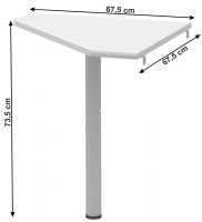 roh ku PC stolu JOHAN 06, farba: biela, rozmery, ilustran obrzok