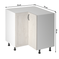 kuchynsk linka ROYAL D90N rohov skrinka spodn - rozmery, farba: korpus biela / dvierka MDF sosna nordick, ilustran obrzok