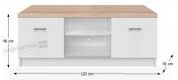 RTV stolk TOPTY TYP 15 - rozmery, farba: biela/dub sonoma