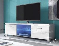 RTV stolk LUGO 2 s LED osvetlenm - rozmery, farba: biela/biely extra vysok lesk, ilustran obrzok