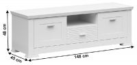 RTV stolk ARYAN 2D1S - rozmery, farba: biela, ilustran obrzok