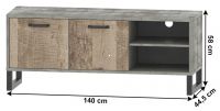 farba: dub pieskov/siv, RTV stolk BARIA 2D/140, rozmery - ilustran obrzok