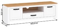 RTV stolk B LANZETTE - rozmery, farba: biela alba/dub craft zlat