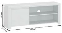RTV stolk LINDY 1D/60 - rozmery, farba: biely lesk, ilustran obrzok