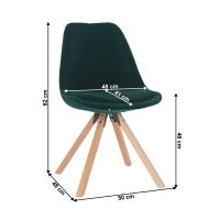 stolika SABRA - rozmery, poah: ltka VELVET smaragdov/drevo - buk, ilustran obrzok