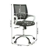 Kancelrska stolika SANAZ TYP 2 - rozmery, poah: ltka siv/kov - chrm/plast - biela,  ilustran obrzok