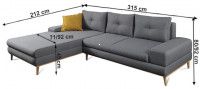 sedacia sprava PANOS - rozmery, strana: av, poah: ltka PRIMO 89 siv/nohy: drevo dub prrodn