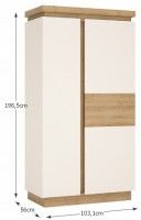skria LEONARDO  2D 01 - rozmery, farba: dub riviera / biela vysok lesk