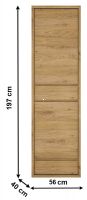 Skria SHELDON TYP 10 - rozmery, farba: dub shetland