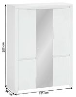 skria LINDY 5D so zrkadlom - rozmery, farba: biely lesk