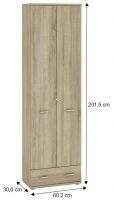 skria  MARIO NEW TYP A - rozmery, farba: dub sonoma