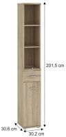 komoda s nadstavcom MARIO NEW TYP B+C - rozmery, farba: dub sonoma