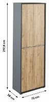 skria RIOMA typ 05 - rozmery, farba: grafit / dub artisan
