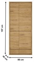 skria SHELDON TYP 20 - rozmery, farba: dub shetland