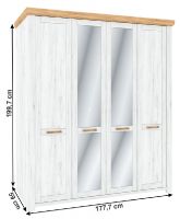 Skria 4D SUDBURY Q - rozmery, farba: dub craft zlat/dub craft biely