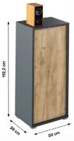 skrinka RIOMA typ 10 - rozmery, farba: grafit / dub artisan