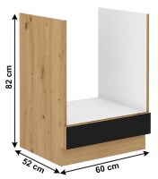 kuchynsk linka MONRO 60 D GAZ BB skrinka spodn na vstavan spork rozmery, farba korpusu: dub artisan/spodn as: ierny mat., ilustran obrzok