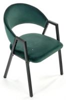 poťah: látka VELVET tmavá zelená/kov s povrchovou úpravou - čierna, stolička K-473 - ilustračný obrázok