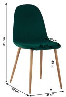 stolika LEGA - rozmery, poah: ltka VELVET smaragdov/kov s povrchovou pravou - buk, ilustran obrzok