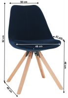 stolika SABRA - rozmery, poah: ltka VELVET modr/drevo - buk, ilustran obrzok