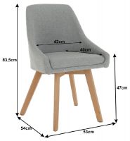 stolika TEZA - rozmery, poah: ltka siv/drevo - buk, ilustran obrzok