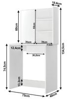 toaletn stolk BELEZA so zrkadlom - rozmery, farba: biela, ilustran obrzok