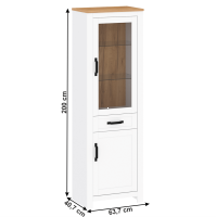 Vitrna LANZETTE A - rozmery, farba: biela alba/dub craft zlat