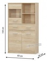 vitrna TEYO 2D1W1S 80 - rozmery, farba: dub sonoma