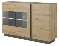 komoda CITY 138, farba: dub artisan/siv grafit