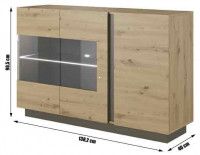 komoda CITY 138 - rozmery, farba: dub artisan/siv grafit