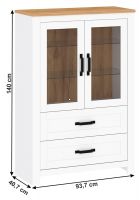 Vitrna K LANZETTE - rozmery, farba: biela alba/dub craft zlat