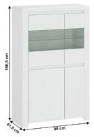vitrna LINDY 2D2W - rozmery, farba: biely lesk