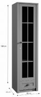 Vitrna PROVANCE W1S - rozmery, farba: siv