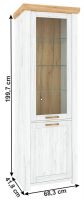 Vitrna SUDBURY A - rozmery, farba: dub craft zlat/dub craft biely