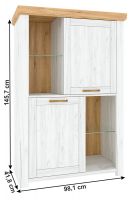 Vitrna SUDBURY C - rozmery, farba: dub craft zlat/dub craft biely